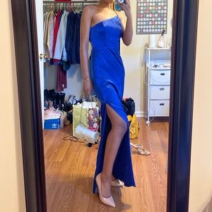 Aidan Mattox Satin One Shoulder Gown
